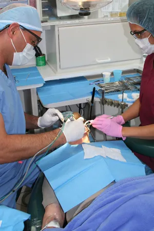 Patient receiving PerioAsleep to relieve anxiety and pain during treatment